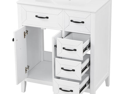 Bathroom Vanity With Sink, Freestanding Design, Soft Close Doors & Drawers - White