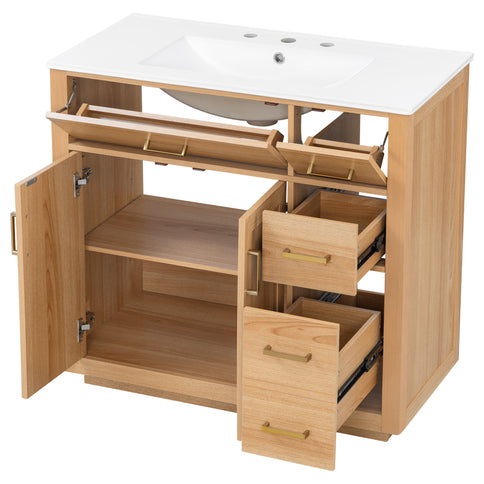 Bathroom Vanity & Sink, Soft Close Doors & Drawers - Wood