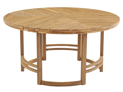 Outdoor Table With Umbrella Hole For Patio - Light Teak