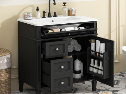 Bathroom Vanity With Top Sink, Storage Cabinet With 2 Drawers, Tip Out Drawer