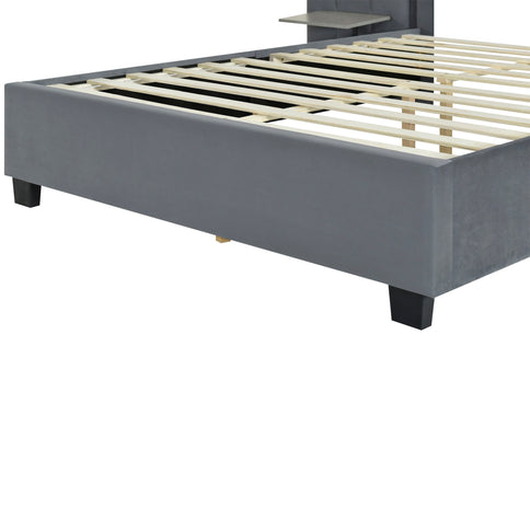 Upholstered Platform Bed With Big Headboard
