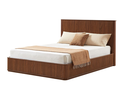 Wave Pattern Headboard Platform Bed Frame