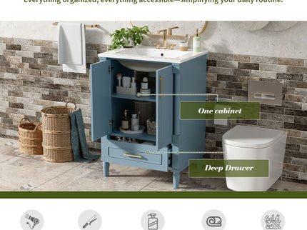 Bathroom Vanity With Ornate French Cylinder Legs, Soft Close Drawer