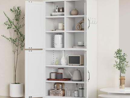 Kitchen Pantry Cabinet With Adjustable Shelves, Heavy Duty Storage - White