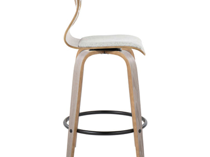Folia - Contemporary Fixed Height Counter Stool With Swivel With Round Footrest (Set of 2) - Light Gray