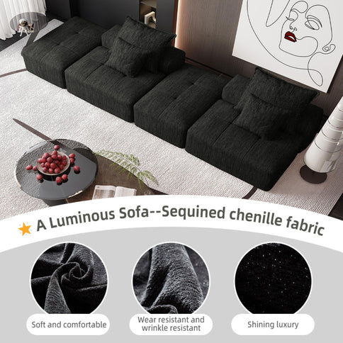 Modern Oversized Diy Combination Modular Sectional Sofa With Pillows