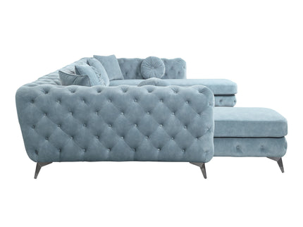Zerah - Sectional Sofa With 7 Pillows - Dusty Blue