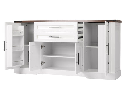 Barn Door Storage Cabinet With 2 Drawers & Door Rack, Adjustable Shelves