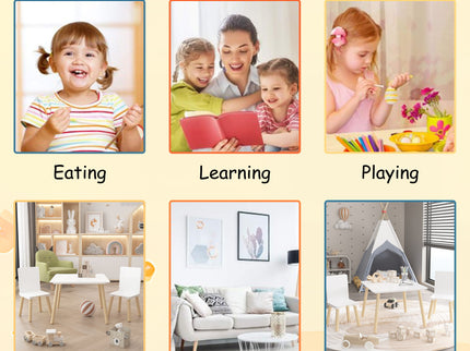 Kids Table And 2 Chairs Set, 3 Piece Toddler Activity Play - White