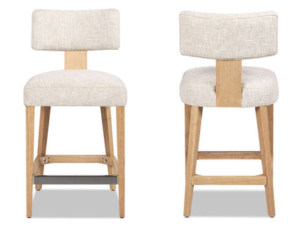 Penny - Round Arched Upholstered Counter Stool (Set of 2) - Travertine Beige