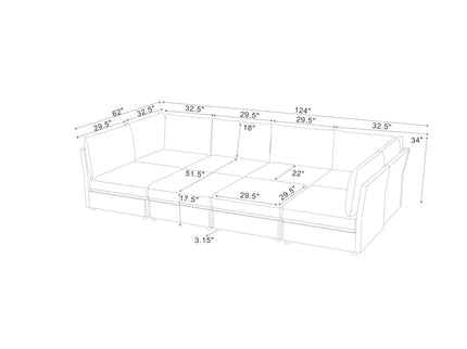 Upholstered Modular Sectional With Custom Configuration And Removable Cushions