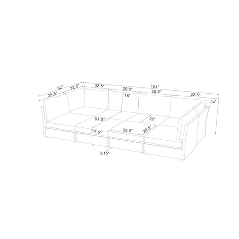 Upholstered Modular Sectional With Custom Configuration And Removable Cushions