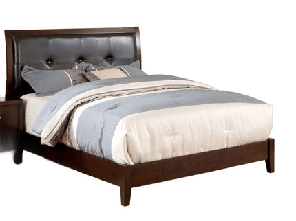 Eastern King Bed With Button Tufted Headboard - Brown