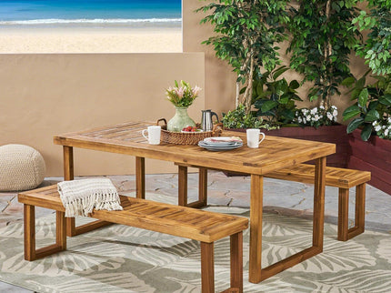 Outdoor Dining Set - Sandblast Natural Finish