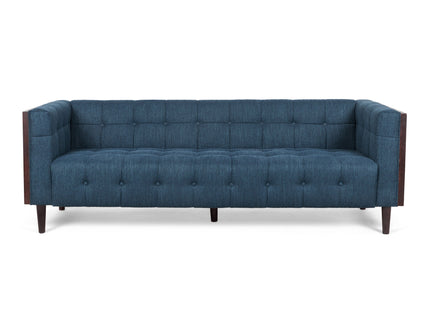Contemporary Mid-Century Charm 3 Seater Sofa With Button Tufted Waffle Stitching