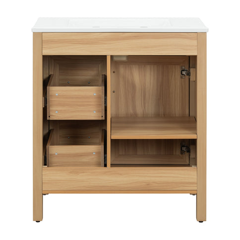 Bathroom Vanity With Sink, 2 Soft Close Drawers, 1 Soft Close Door, Adjustable Shelf
