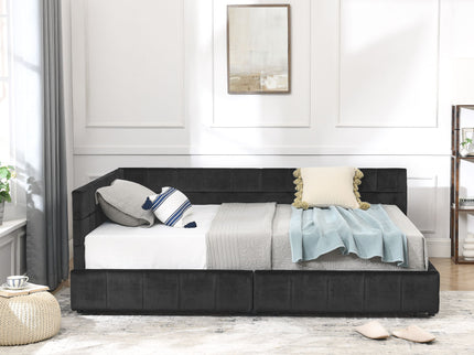 Storage Elegant Upholstered Tufted Bed Frame With Backrest And Armrests