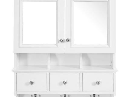 Modern Bathroom Mirror Cabinet With Drawers, Organizer Hooks, And High-Definition Mirrors
