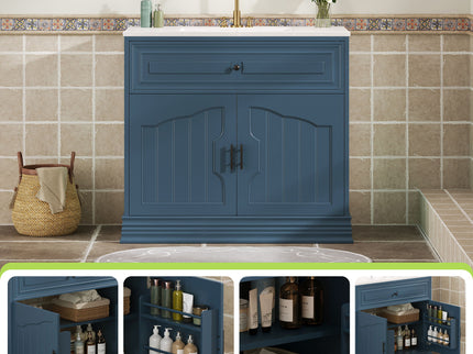 Bathroom Vanity With Sink, Cabinet With 2 Soft Closing Doors