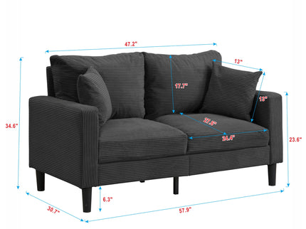 Modern Upholstered Loveseat Sofa, High Resilience