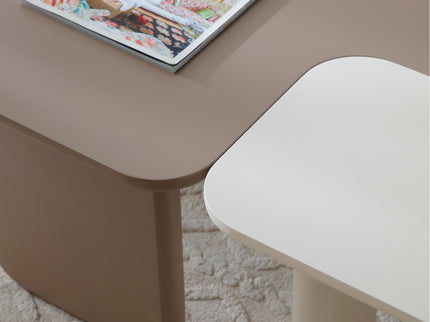 2 Pieces Modular Coffee Table Set, Free Combination - Khaki / White