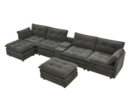 Oversized Modular Sectional Sofa With Multi Functional Console