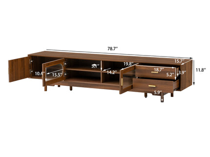 Modern TV Stand With Fluted Glass Doors & 2 Drawers