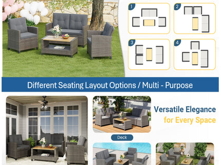 Modern All-Weather Patio Set With Cushions And Table