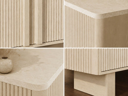 Sideboard Buffet Cabinet With 3 Drawers And 4 Doors For Dining Room