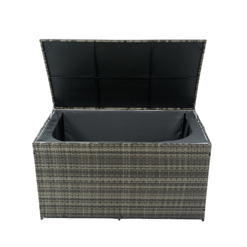 Outdoor Storage Box, Wicker Patio Deck Boxes With Lid, Outdoor Cushion Storage For Kids Toys, Pillows, Towel, Wicker