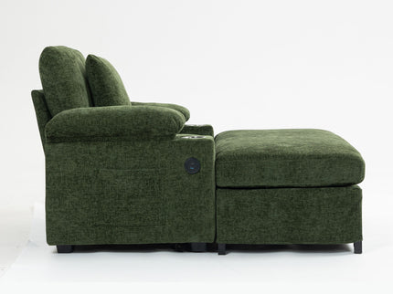 Fabric Sofa Bed With Cupholders And USB Charging Ports Chair For Living Room
