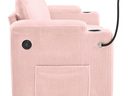 Sleeper Sofa Loveseat Sofa With Full Size Mattress, 2 USB Ports, 2 Cup Holders, 2 Side Pockets And Phone Holder