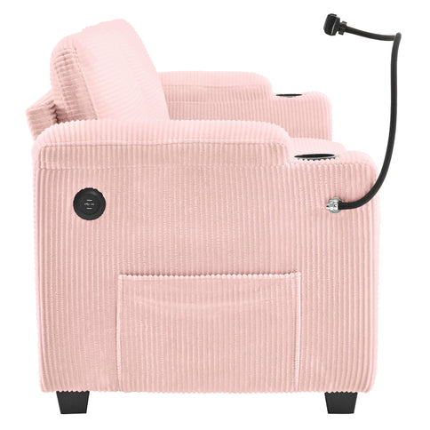 Sleeper Sofa Loveseat Sofa With Full Size Mattress, 2 USB Ports, 2 Cup Holders, 2 Side Pockets And Phone Holder