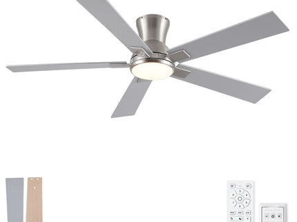 Low Profile Flush Mount Intergrated LED Ceiling Fan With Light And Reversible Quiet Motor