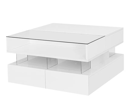 Lift Top Coffee Table With 2 Drawers, Hidden Space And LED Lights For Living Room
