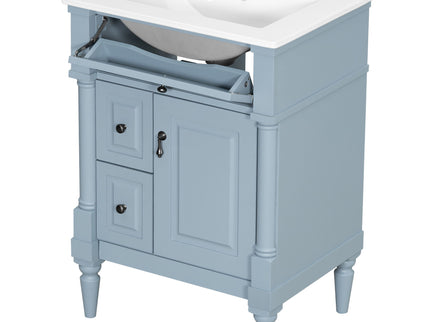 Freestanding Bathroom Vanity With Sink, Adjustable Shelf & Flip Drawer