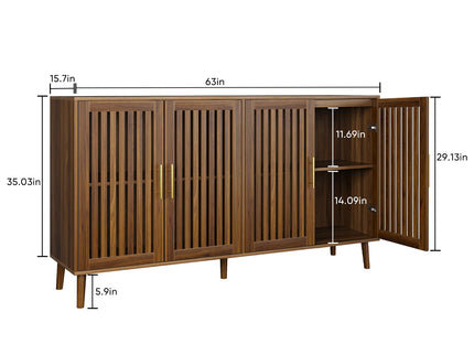 Grille Striped Sideboard Buffet Cabinet With Storage