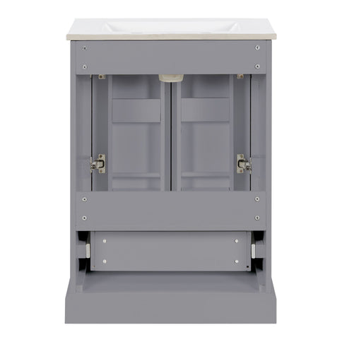 Bathroom Vanity With Sink, 1 Divided Drawer And 2 Soft Close Doors With Double Shelf