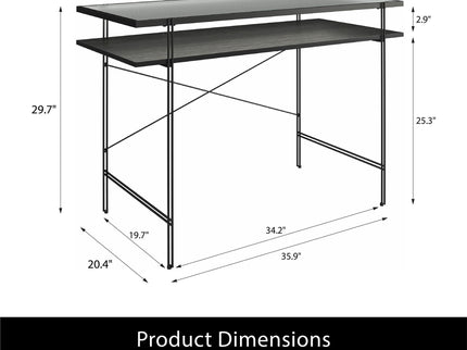 Vance - Computer Desk With Fluted Glass Desktop - Black