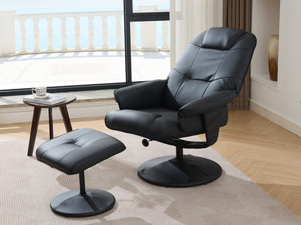 360° Swivel Reclining Chair With Wrapped Base, 5 Point Vibration Massage