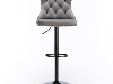 Swivel Barstools Adjusatble Seat Height, Modern Upholstered Bar Stools With Backs Comfortable Tufted For Home Pub And Kitchen Island (Set of 2)