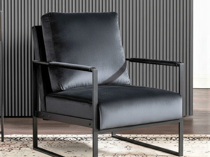 Classic Mid Century Modern Accent Chair With Durable Square Metal Frame, Armchair