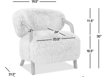 Becker - Rustic Oak Sheepskin Upholstered Accent Arm Chair - Taupe Beige