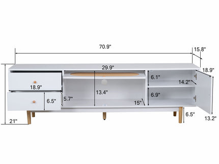 70" TV Stand With Drawers - White