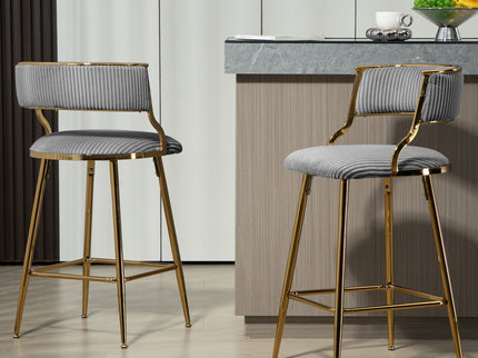 Counter Height Bar Stools With Powder Coating Base And Footrest (Set of 2) -