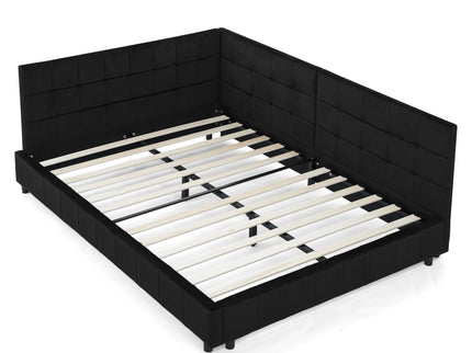 Storage Elegant Upholstered Tufted Bed Frame With Backrest And Armrests