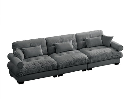 Modern Oversize Sofa With Cloud Like Comfort, Featuring Waist And Throw Pillows