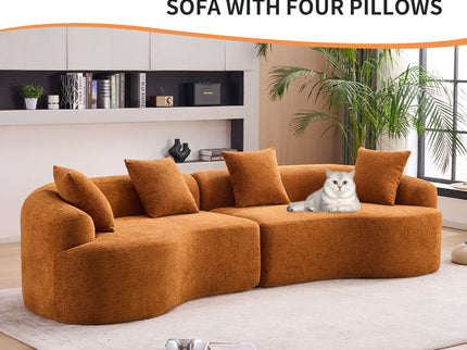 4 Seater Sofa With Fabric, 30D, 60 Hardness Full Sponge, 4 Pillow For Living Room, Home Furniture Sleeper Sectional Sofa For Apartment