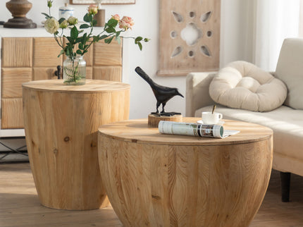 Vintage Style Barrel Coffee Table With Storage