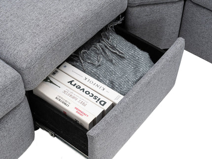 Power Recliner Sectional Sofa Home Theater Reclining Sofa With Two USB Ports, Two Storage Drawers For Living Room